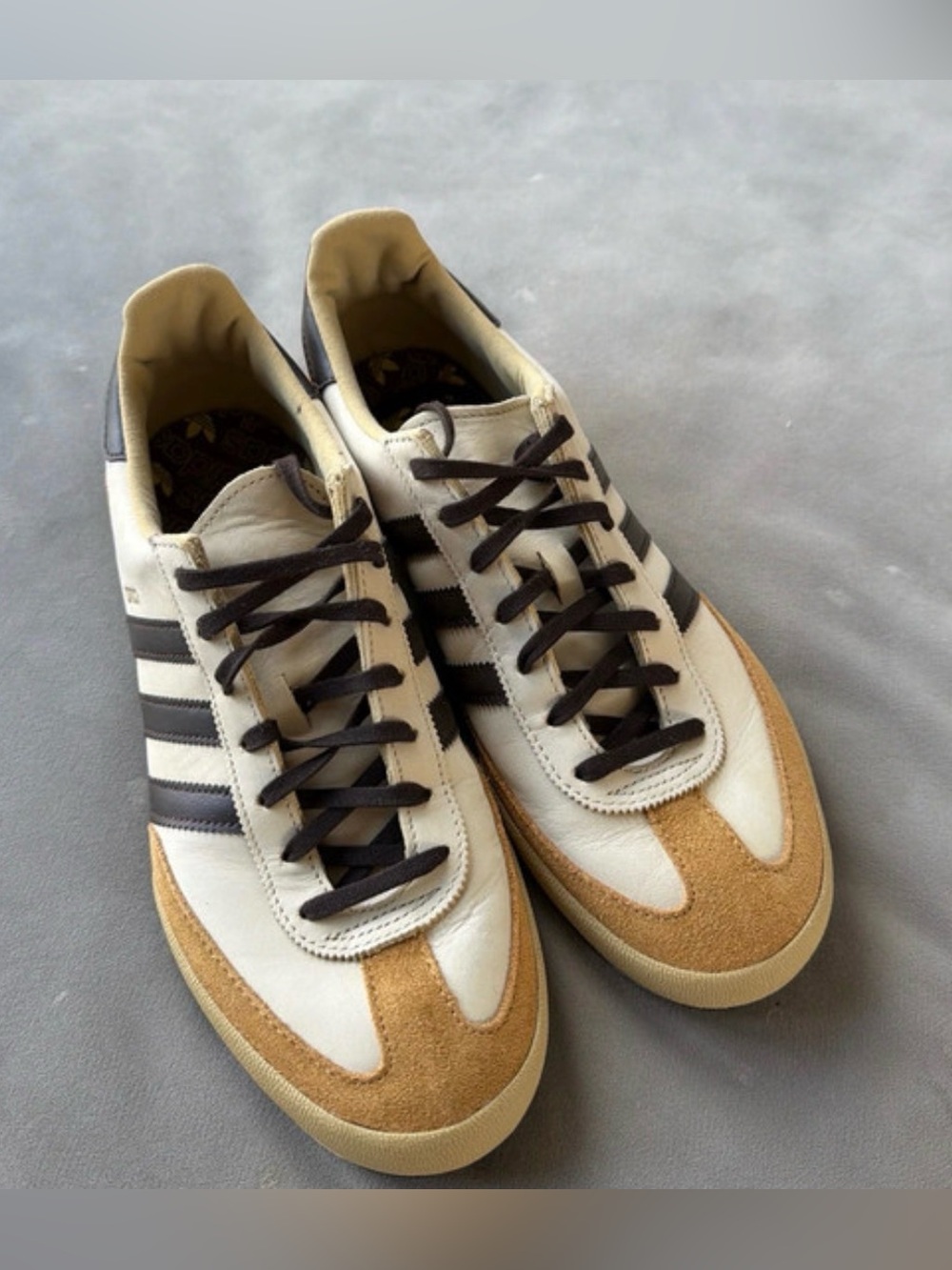 adidas Cord Low-Top Sneakers (Rare) in Cream & Brown Leather, and Tan Suede